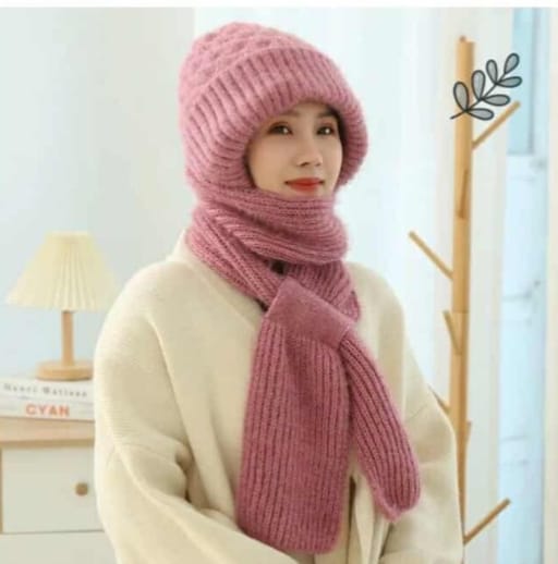 Winter tupi with maflar garo pink